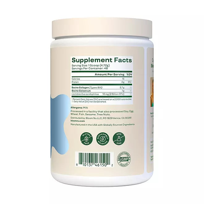 Bloom Nutrition Colostrum & Collagen Peptides, 0.64 lbs.