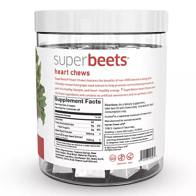 HumanN SuperBeets Heart Chews, Pomegranate Berry 90 ct.