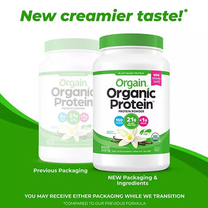 Orgain Organic 21g Plant-Based Protein Powder, Vanilla Bean 2.74 lbs.