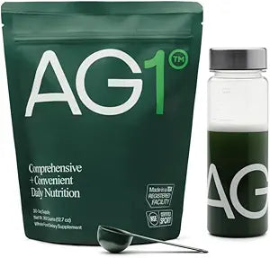 Athletic Greens AG1, Whole Food Sourced All in One Greens Supplement, Multivitamin, Probiotic, Gluten Free, Vegan and Keto Friendly, 30 Day Supply, 360 Grams