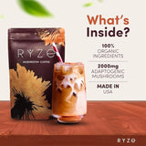 Ryze Mushroom Coffee | 6 Adaptogenic Mushrooms | Organic | Instant Coffee | MCT Oil | Better Energy, Focus, Digestion, Immunity | Cordyceps, Lion’s Mane, Shiitake, Reishi, Turkey Tail, King Trumpet