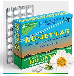 Miers Laboratories No Jet Lag Homeopathic Jet Lag Remedy (1 Pack, 32 Chewable Tablets), Travel Must Have, Flight Essential for Jet Lag Relief, Plant-Based.