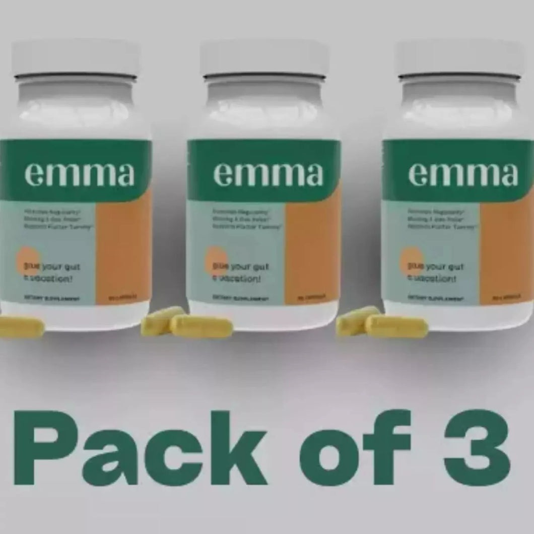 Emma Gut Health - Gas and Bloating Relief, Constipation, Leaky Gut Repair - Gut Cleanse & Restore Digestion - Regulate Bowel Movement. Probiotics and Laxative Alternative, 180 Capsules