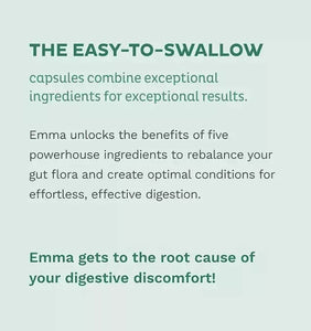 Emma Gut Health - Gas and Bloating Relief, Constipation, Leaky Gut Repair - Gut Cleanse & Restore Digestion - Regulate Bowel Movement. Probiotics and Laxative Alternative, 180 Capsules